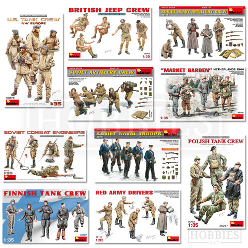 Miniart Figures 1/35 Scale WW2 US Soviet British Tank Crew Troops ...