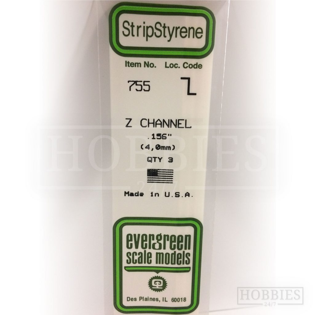 Evergreen Styrene Z-Channel EG755 4.0mm - Hobbies247 Online Model Shop