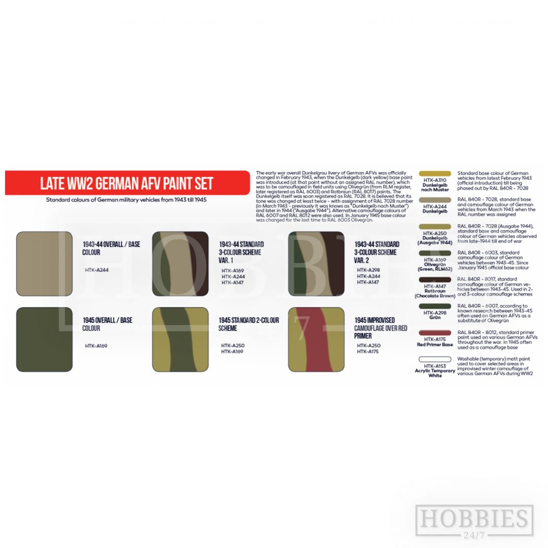 Hataka Late WWII German Afv Paint Set - Hobbies247 Online Model Shop